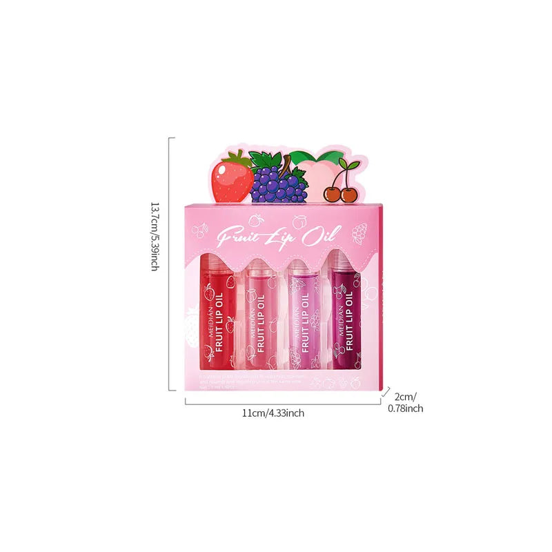 4-Piece Lip Oil Fruity Long-lasting Moisturizing Gentle Qme