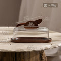 Premium Solid Wood Tray Tempered Glass Lid Reusable Butter Storage Qme Clear