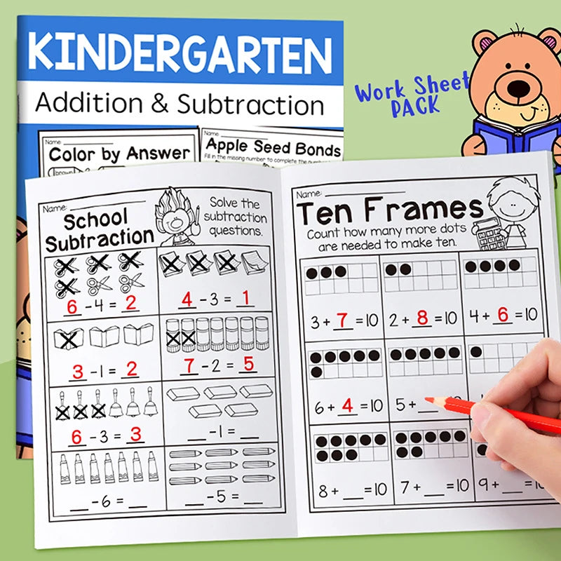 32-Page Interactive Math Learning Workbook Addition Subtraction Qme
