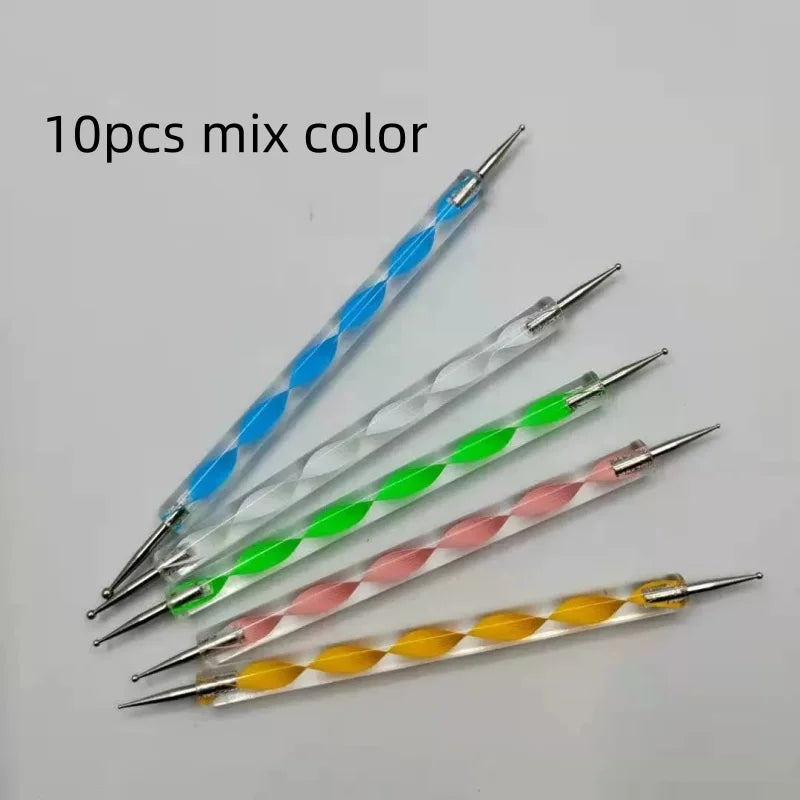 5/10/20pcs mix Nail Dotting Pen Creative DIY Nail Art Dotting Painting Tools Rotatable Ballpoint Dotting Nail Point Drill Pen Qme 10pcs mix color