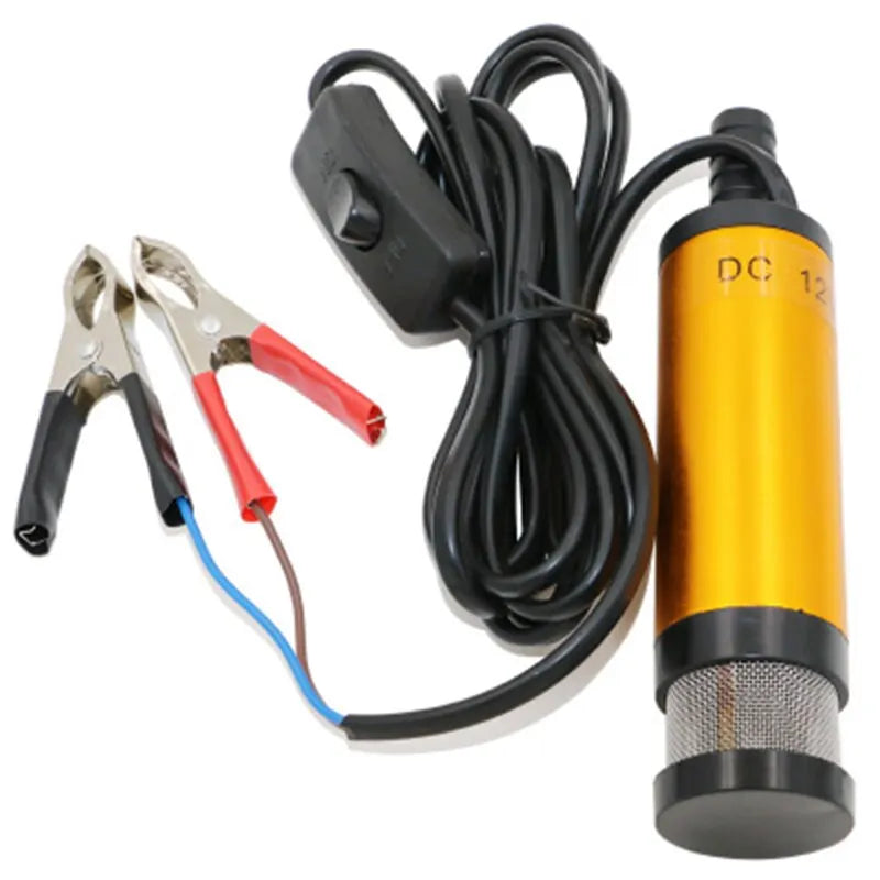 12V/24V DC Mini Portable Electric Submersible Pump - 12L/min, Aluminum Alloy Shell, Fuel/Diesel/Oil/Water Transfer Qme