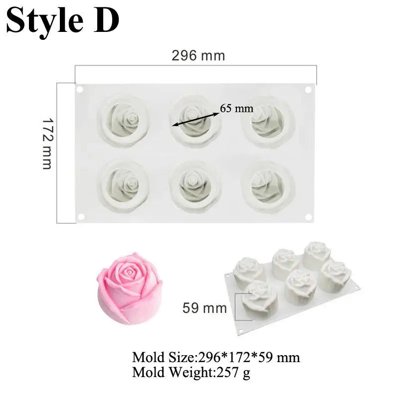 Rose Shape Silicone Cake Mold Mousse Pastry Valentine's Day Party Qme A8