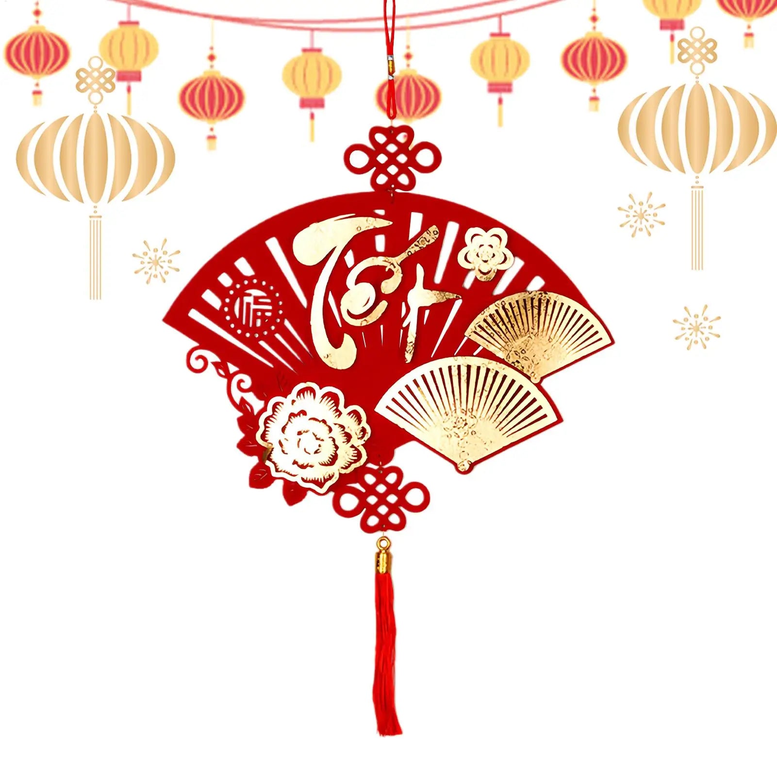 Chinese New Year Decorations 2026 New Year Auspicious Decor Flocking Tree Ornaments Festival Charm for Home Office Car Door Wall Qme