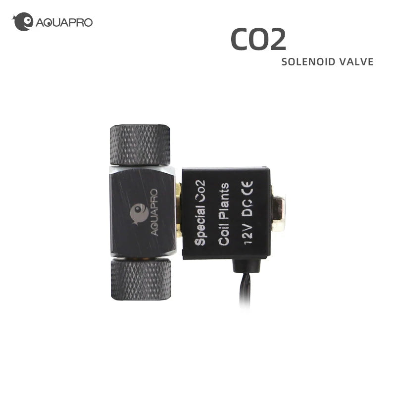 AQUAPRO CO2 Solenoid Valve 12V Pressure Regulator Aquatic Plant Gauge Switch Aquarium Accessories Fish Tanks Cylinder Equipment Qme black EU PLUG