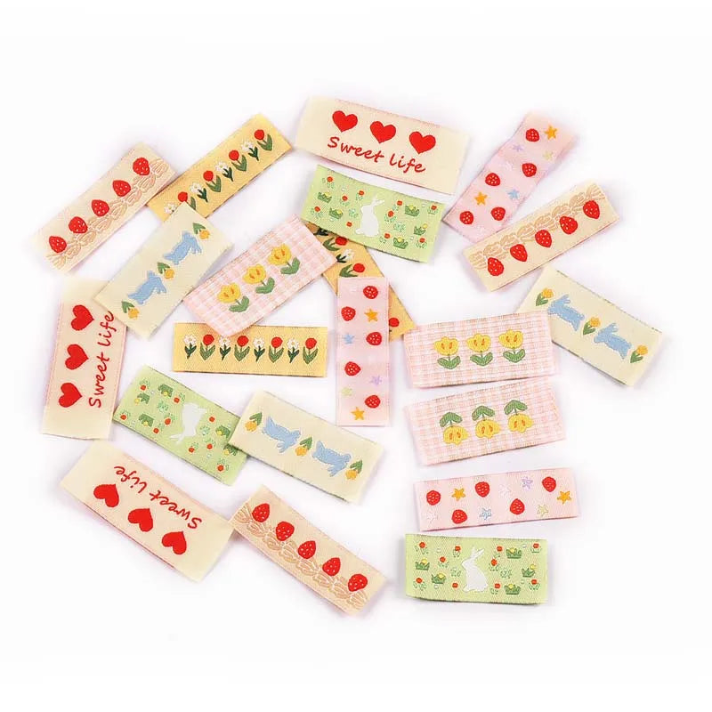 20pcs 15-45mm Mix Colorfull Flower/Heart/Tulip Pattern Label For DIY Clothing Decorative Sewing Accessories Without Gum cp3816 Qme