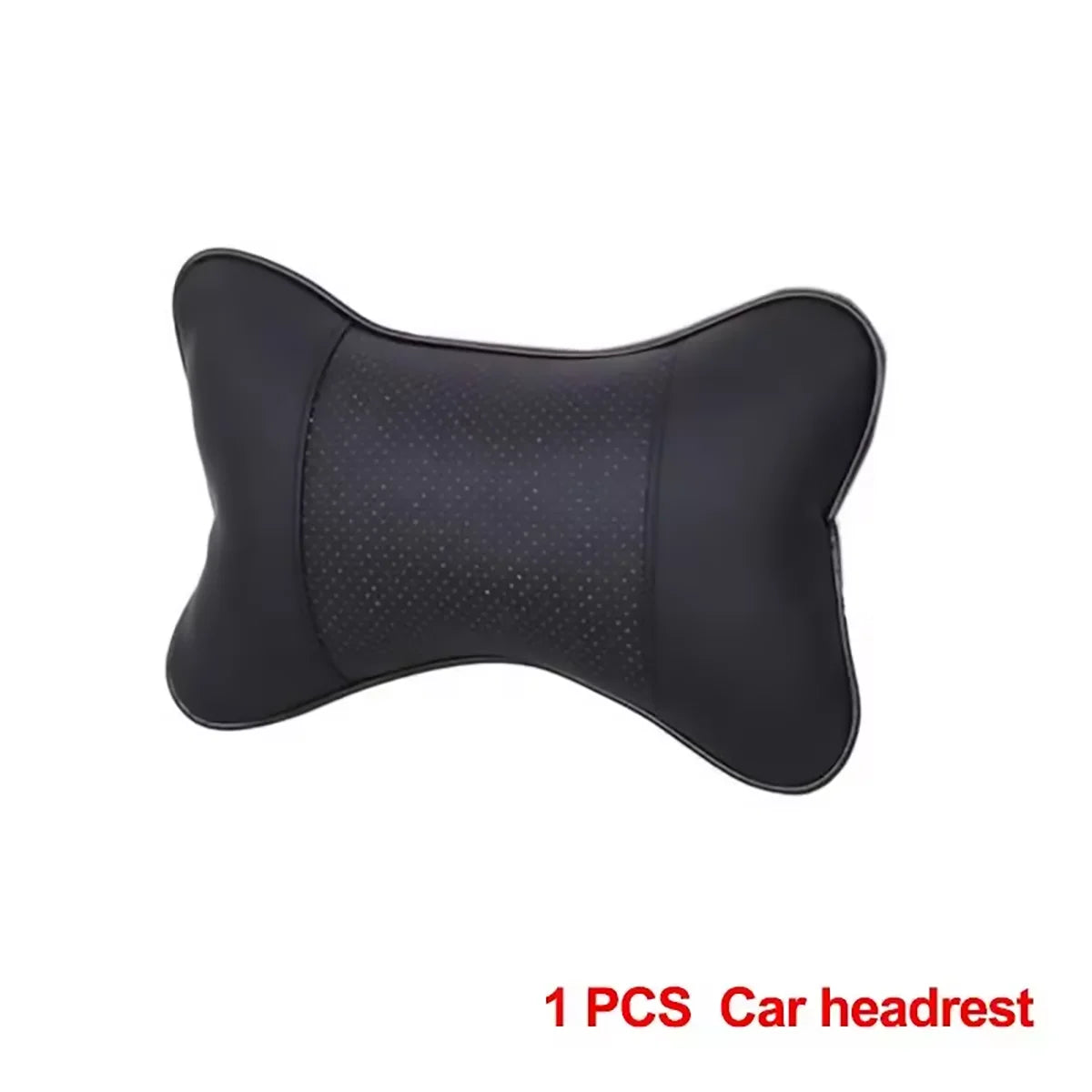 Car Neck Pillow Leather Headrests Both Sides Relieve Headaches Filled Qme black
