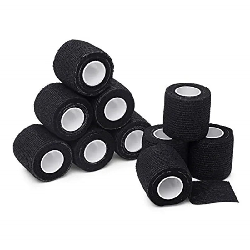 Wholesale Black Tape Tattoo Handle Bandage Anti-slip Athletic Nonwoven Waterproof Disposable Self-adhesive Elastic Bandage Qme