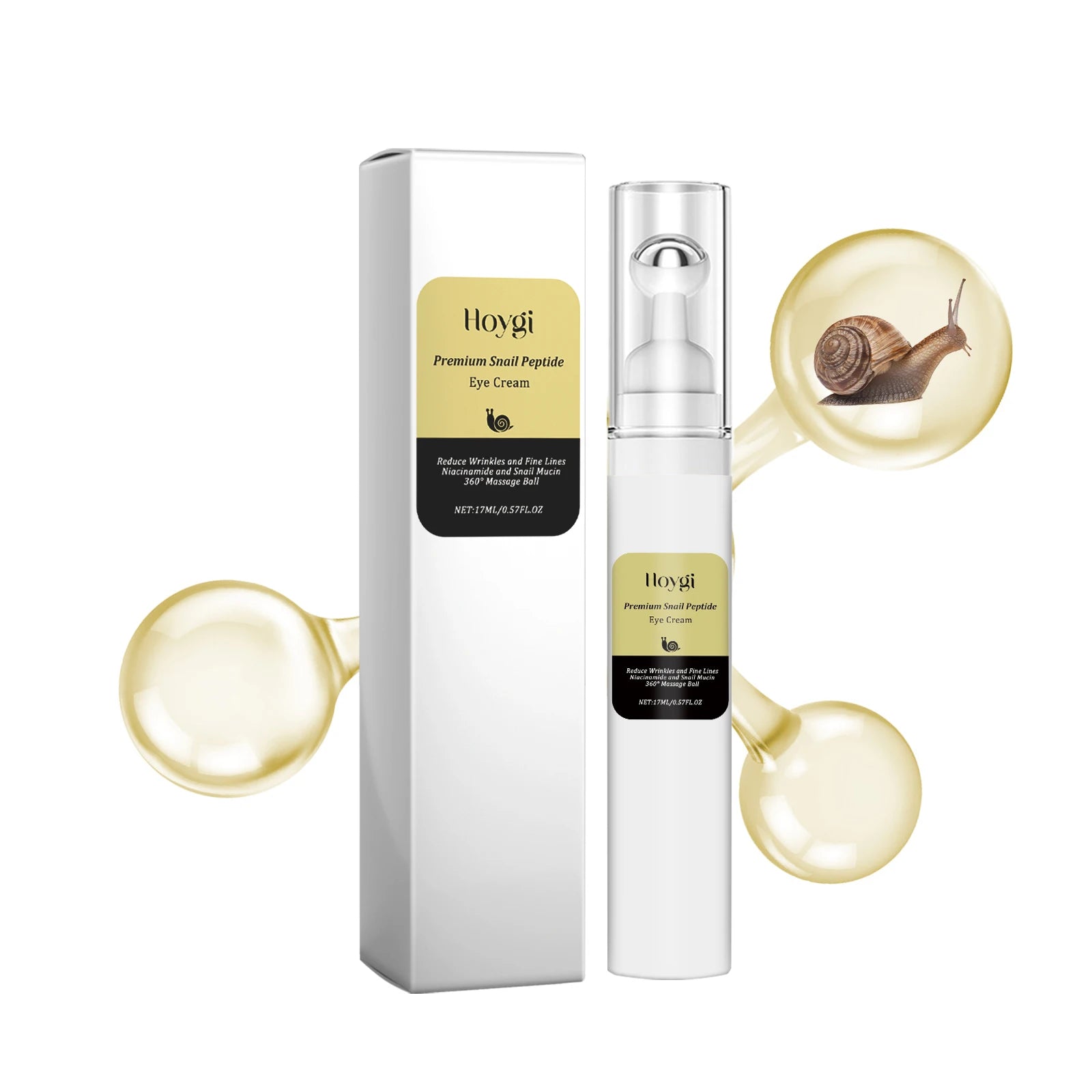 Snail Peptide Eye Cream Remove Eye Bag Anti-Puffiness Fade Dark Circle Firming Skin Roller Massage Nourishing Care Eye Cream Qme 17ml Boxed