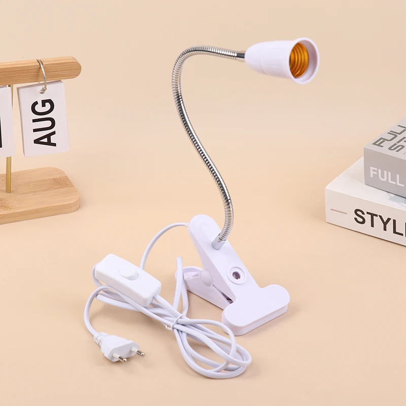 1 8M E27 Clamp Lamp Socket 360 Rotatable EU Plug Switch Wire Hanging Qme