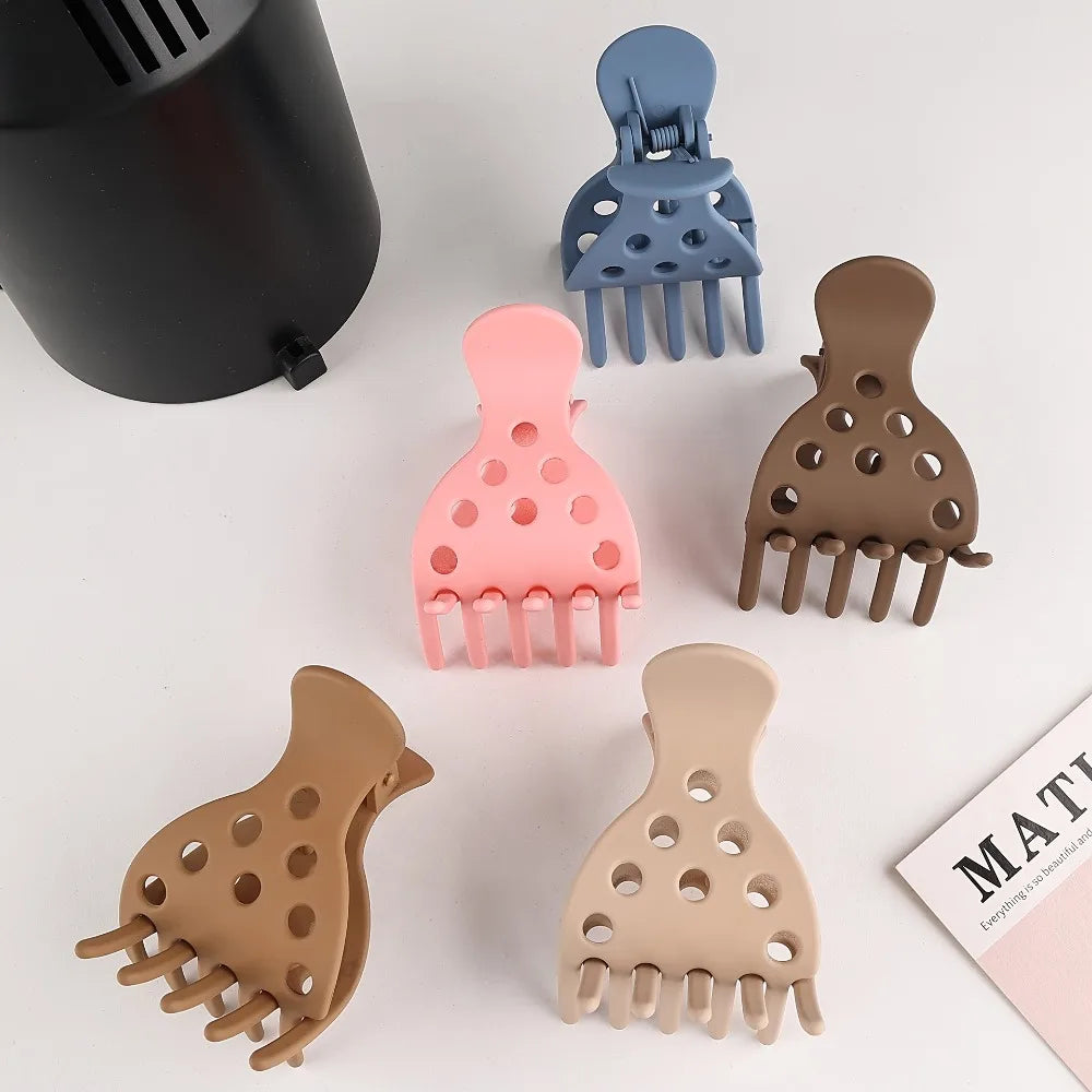 Matte & Glossy Hair Claw Clips, Hollow Out Non-slip Jaw Clips For Curly Thick Hair, Women's Hair Accessories Qme