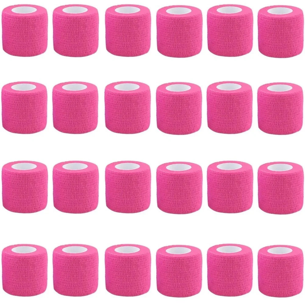 24pcs Bandage Tape Self Adhesive Elastic Bandage Wrap Elastoplast for Knee Support Pads Finger Ankle Palm Shoulder tattoo Qme Fluorescence pink 24pcs 5cmx4.5m