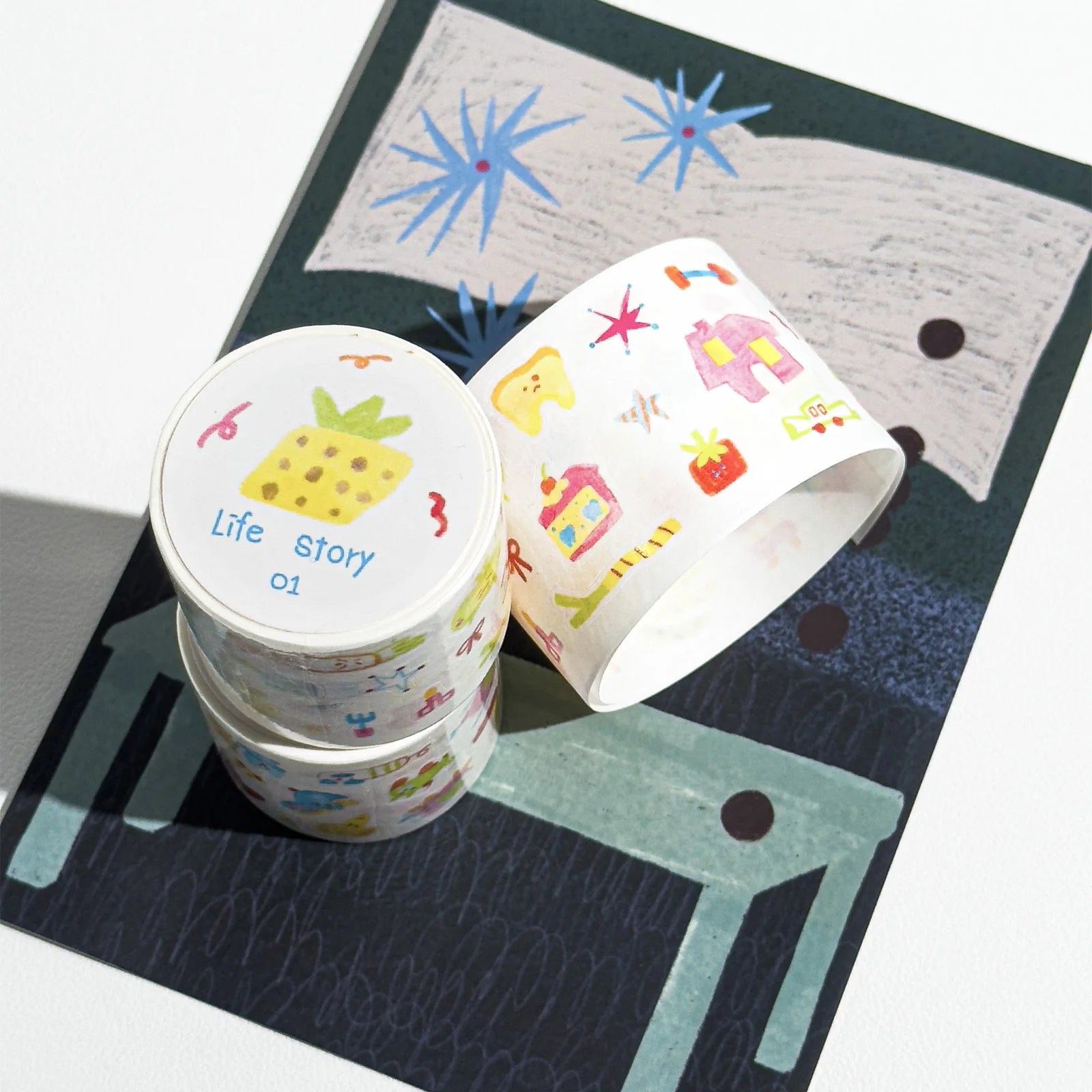 300cm/Roll Cute Cartoon WHIMSY Making Tape Diary Sticker DIY Scrapbooking Stickers Decor Mobile Planner Korean Stationery Qme