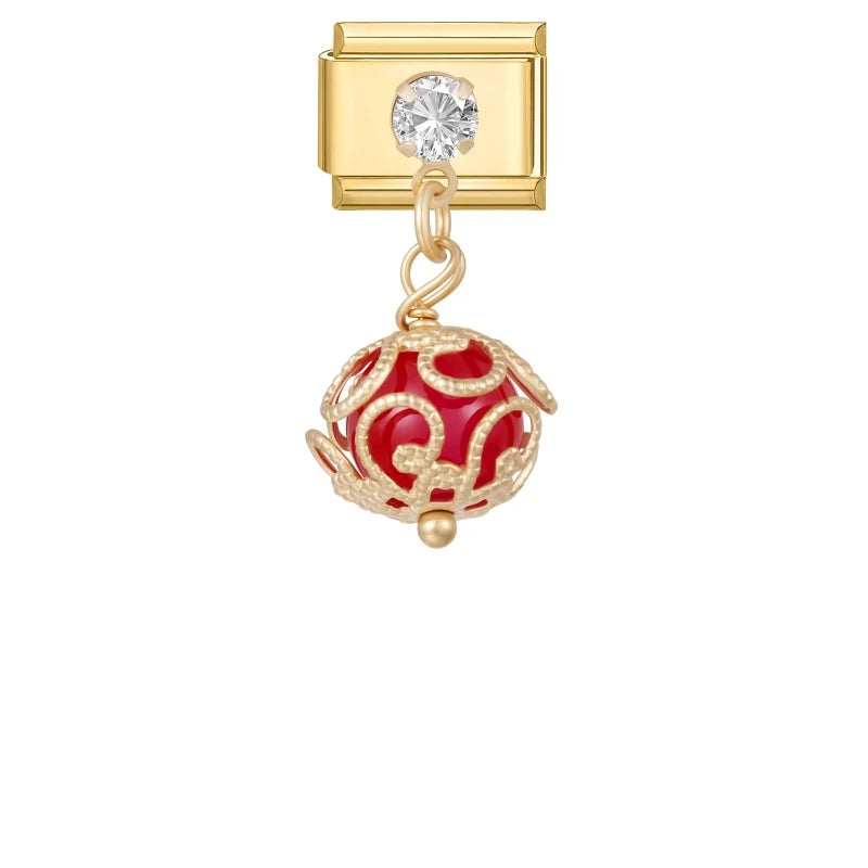 Brilliant Inlay Enamel Ball Pendant Heart Star Bow Italian Charm Links Fit 9mm Stainless Steel Bracelet Women Jewelry DIY Making Qme Style 6