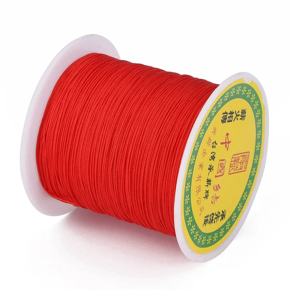PandaHall about 150yards/rollBraided Nylon Thread Chinese Knotting Cord Beading Cord for Beading Jewelry Making Colorful 0.5mm Qme Red 0.8mm