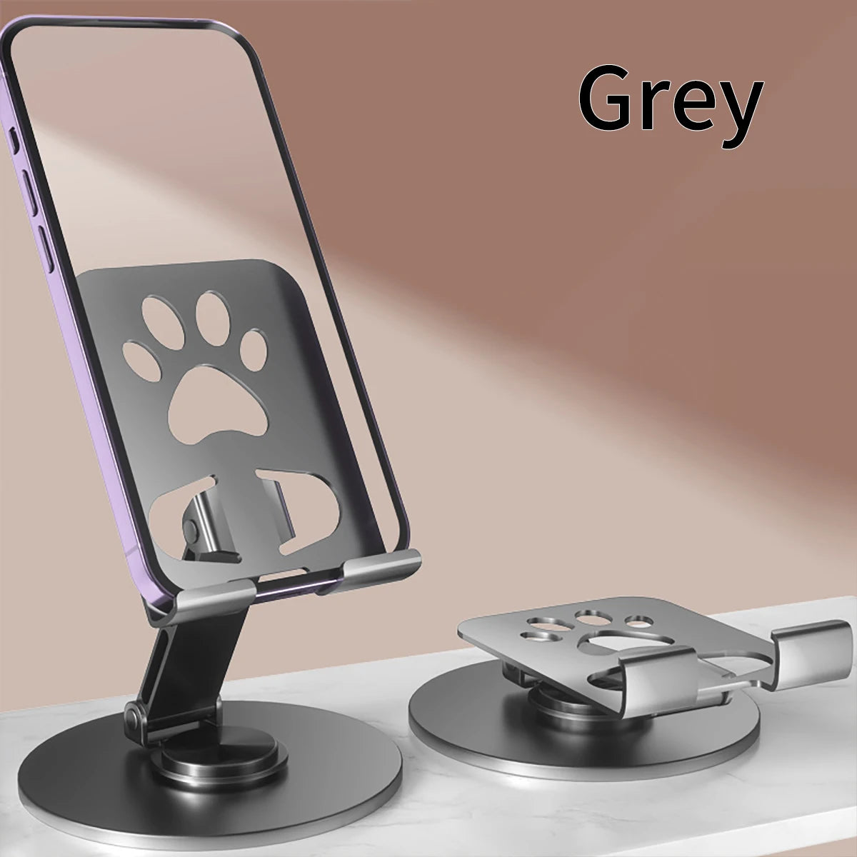 All Metal Desktop Phone Stand Rotatable Foldable Popular Live Qme GRAY