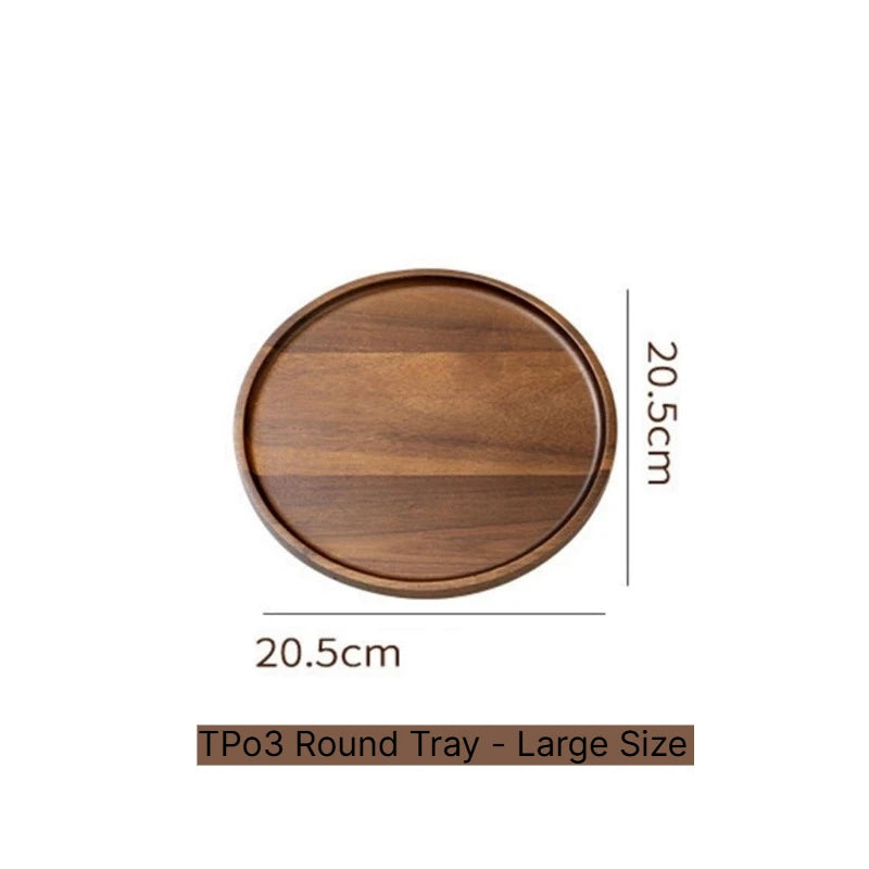  A Tableware Solid Wood Food Tray Round Rectangle Dessert Plate Japanese-style Wooden Snack Fruit Tea Saucer Pallet Bread Board Qme 03Round Tray Large 10.3 inches
