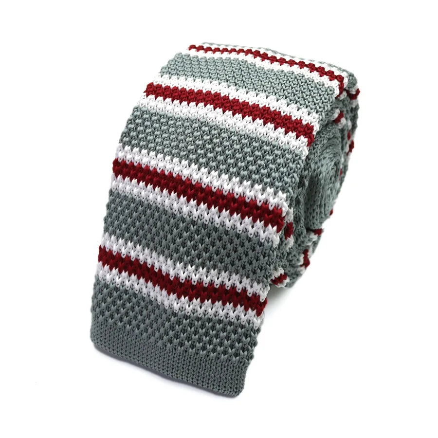 Striped Knitted Tie Casual and Fashionable Flat Head Tie 7CM Tie Colorful Personalized Trendy Manual Knot Tie Campus Style Qme 07