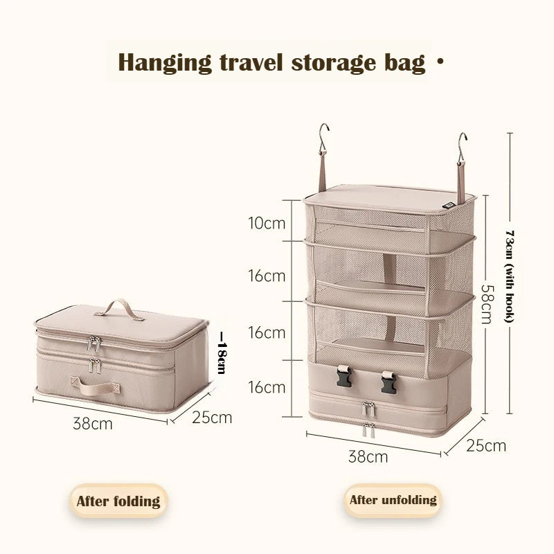 Portable Travel Hanging Organizers Multilayer Clothes Underwear Qme khaki 1Pc