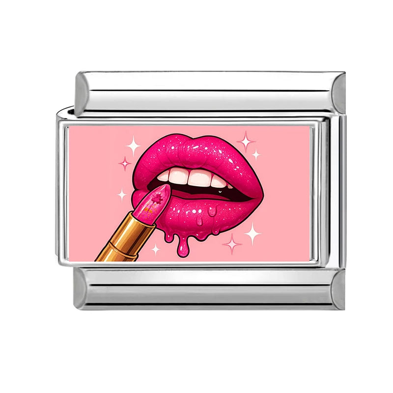 2026New Romantic Encounter Pink Sky Dancing Italian Charm Links Fit