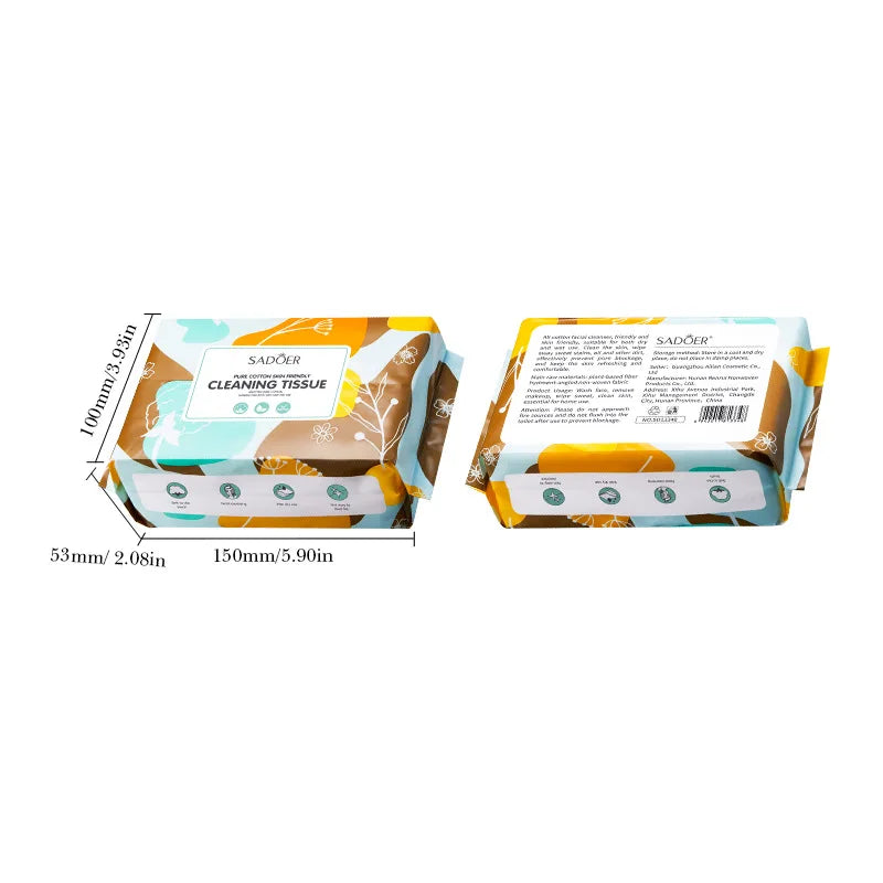 50-Ply Cotton Face Wipes Skin Care Daily Makeup Remover Facial Qme