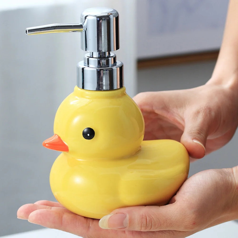 Cartoon Cute Small Yellow Duck Separate Bottle Ceramic Hand Sanitizer Dispenser Soap Lotion Split Bottle Bathroom Accessories Qme