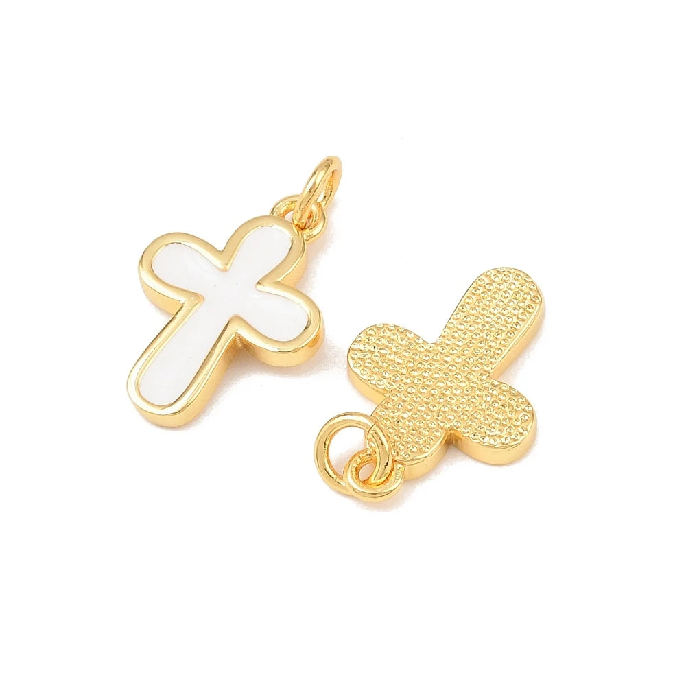 PandaHall 20pcs Brass Cross Pendants, Tarnish Resistant, 18x13x2mm for DIY Jewelry Making Qme