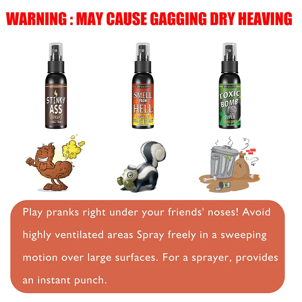 30ml Fart Gag Spray Prank Joke Plastic Spoof Odor Spray Party Supplies Terrible Stinky Fart Spray Non Toxic Halloween Funny Prop Qme