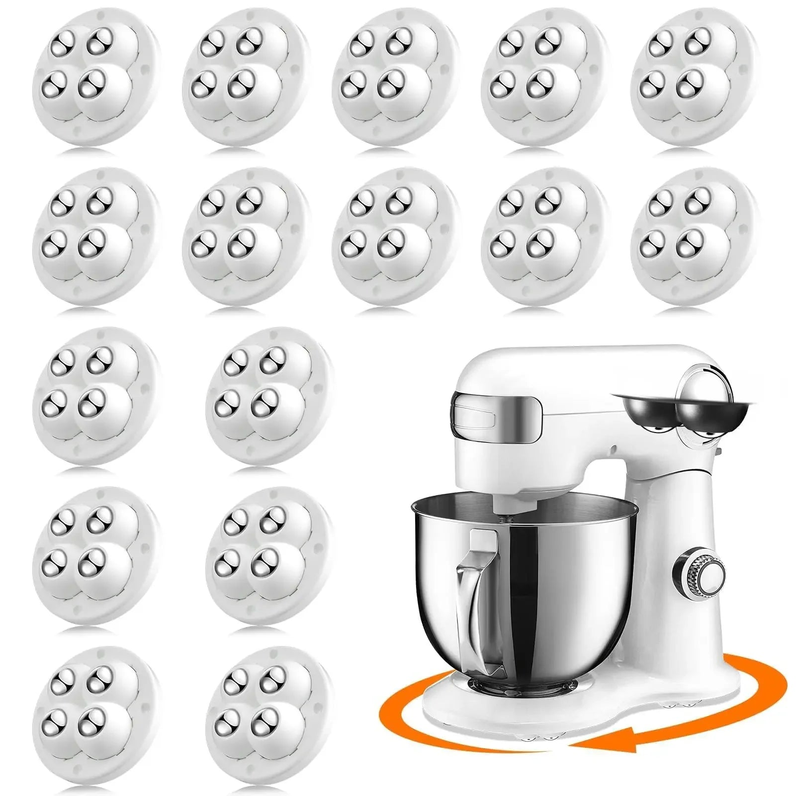 24Pack Self-Adhesive Mini Swivel Casters, 360° Rotatable Universal Wheels, Heavy-Duty Double Ball Bearings for Kitchen Applianc Qme 16pcs-white