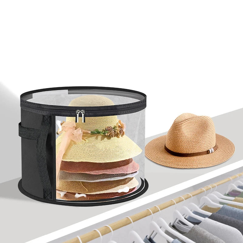 Clear Collapsible Hat Storage Organizer Zipper Large Front Window Qme