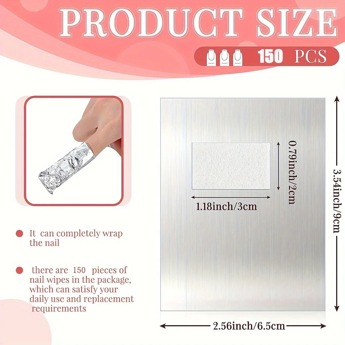 Nail Studio Set 100pcs Glossy Aluminum Foil Sheets, 100pcs Aluminum Foil Absorbent Pads, Gel Polish Remover, Large Pad, Qme
