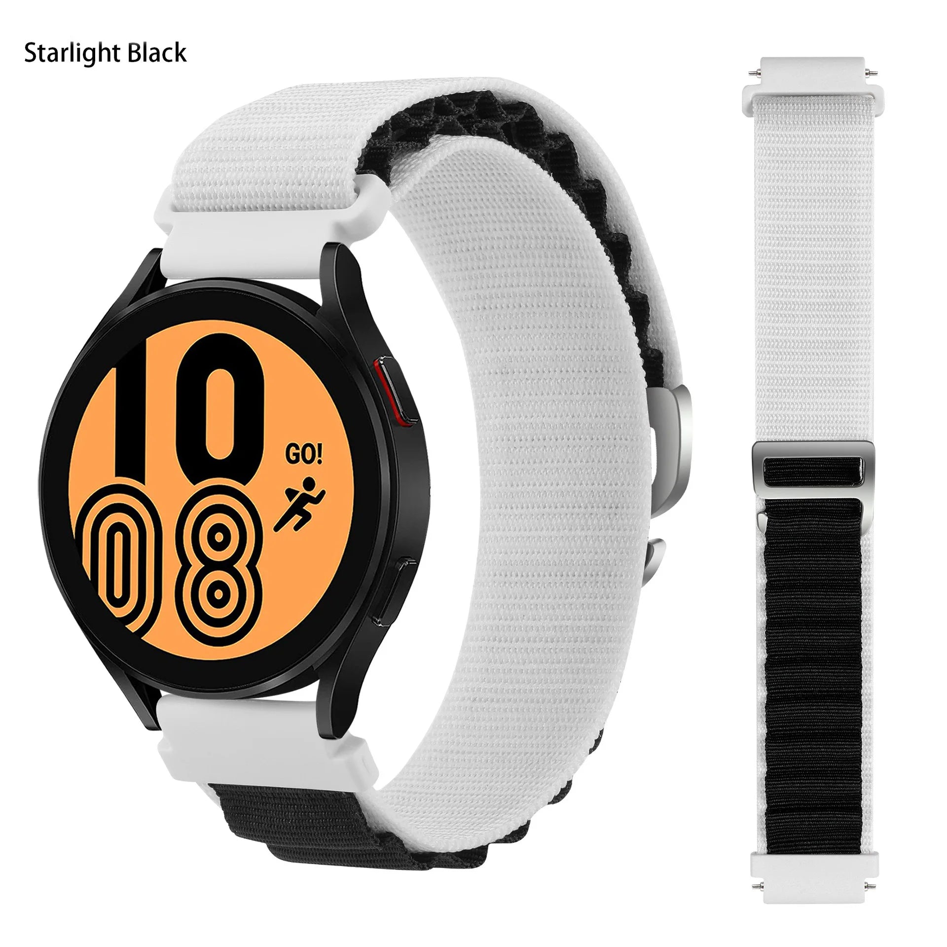 Suitable for Quartz Samsung Watch 4/5/6 20mm 22mm Nylon Quick Release Outdoor Strap Huawei GT3 High Mountain Loop Watch Bands Qme 11White Black 20mm