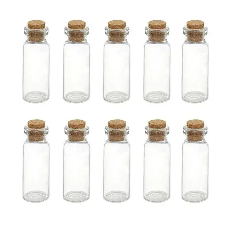 5/10Pc Creative Design Mini Clear Crystal Jars Lovely Cork Stoppers Glass Bottles Suitable Candles Essential Oils Decor DIYCraft Qme 10Pcs
