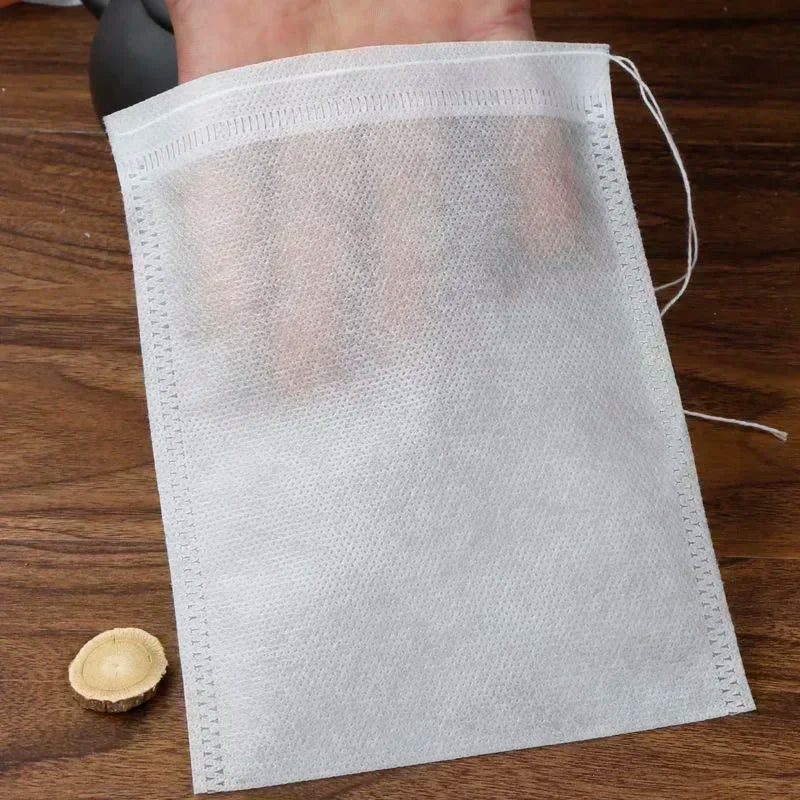 Disposable Tea Filter Bags Non-woven Fabric Bag Drawstring Kitchen Qme