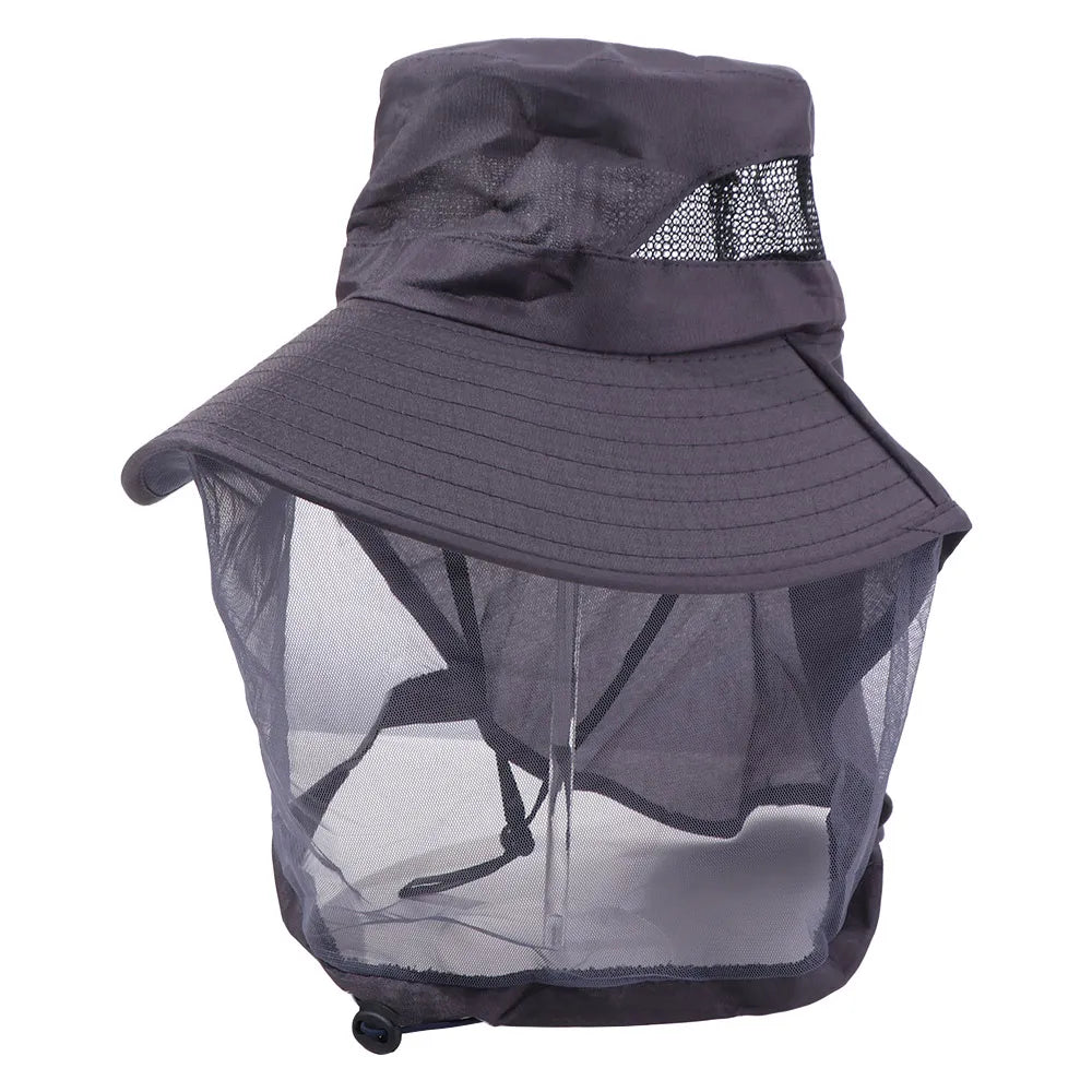 Casual Foldable Bee Mosquito Hat Wide Brim Insect Proof Net Cover Fisherman Hat Face Covering Mesh Mask Sun Protection Hat Men Qme Dark Grey