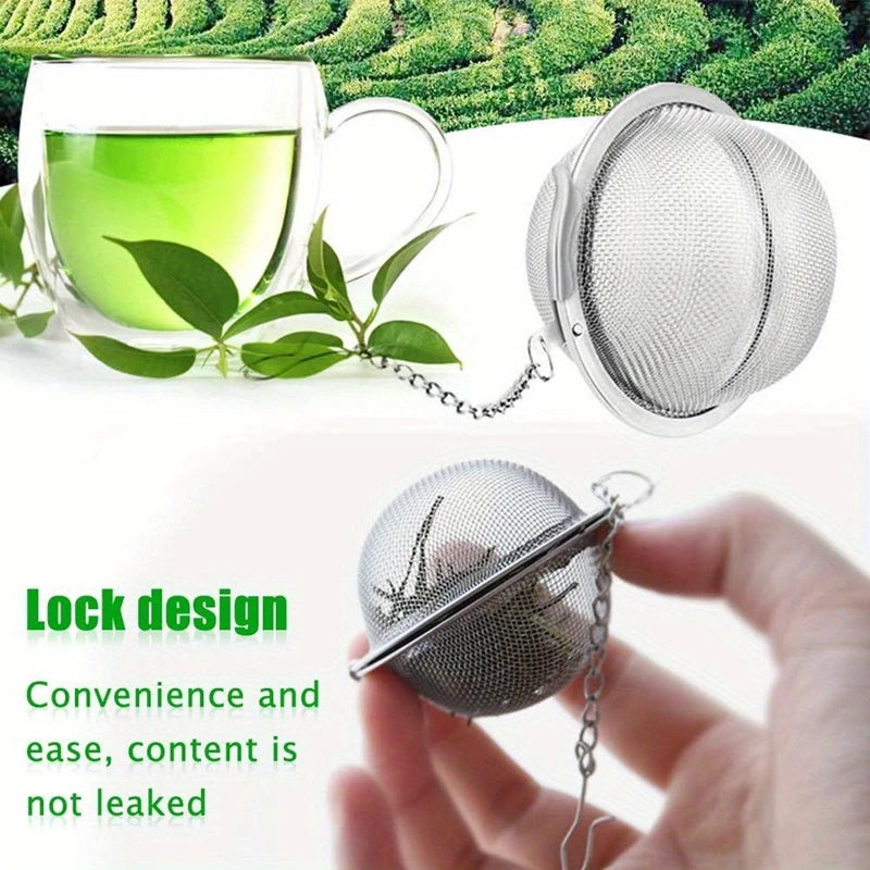 Tea Spice Strainer Seasoning Ball Mesh Herbal Ball Stainless Steel Teakettle Locking Tea Filter Reusable Soup Filter Ball Qme