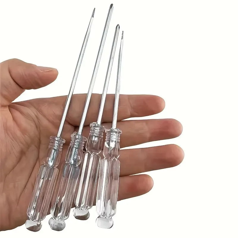 4-Piece Precision Mini Screwdriver Set: Ergonomic Transparent Handle for Electronics, Jewelry, and Hobby Qme