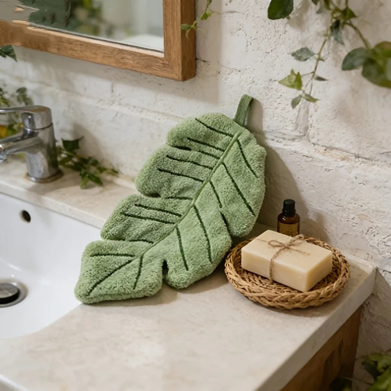 Banana Leaf Shaped Hanging Hand Towel, Suitable for Daily Wiping of Hands, Face, and Tableware, Decorative Hanging Decoration Qme