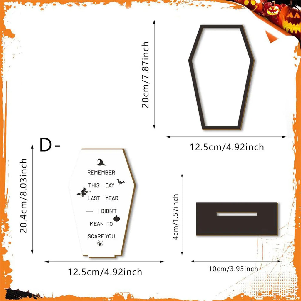 Halloween Table Sign Coffin Wooden Decor Message Board Display Qme
