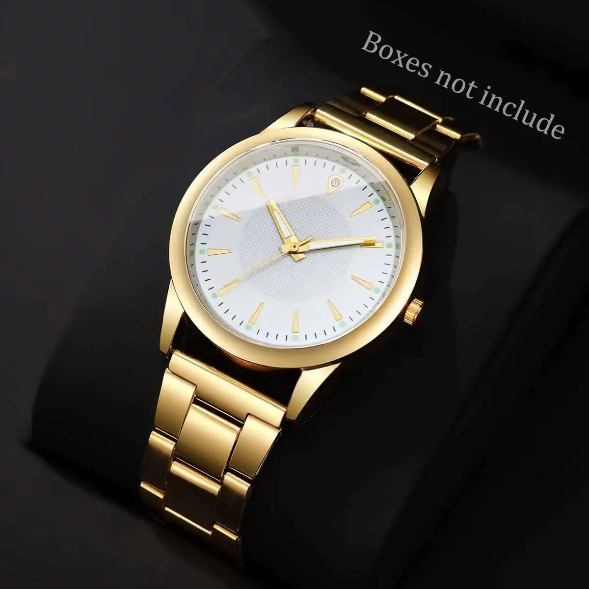 Moda masculina relógios de negócios mostrador simples relógio de quartzo masculino reloj hombre (sem caixa) Qme Gold 1