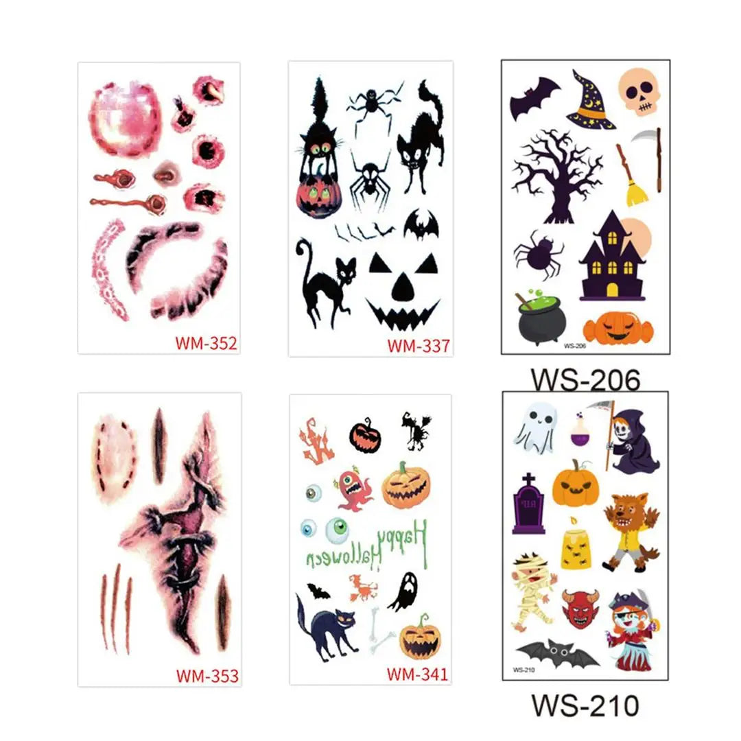 A 10 Sheets Halloween Pumpkins Tattoo Sticker Temporary Fake Tattoo Arm Hands Body Waterdichte Tatouages Pour Kids Toy Gift Qme 6pcs WS-206WM353