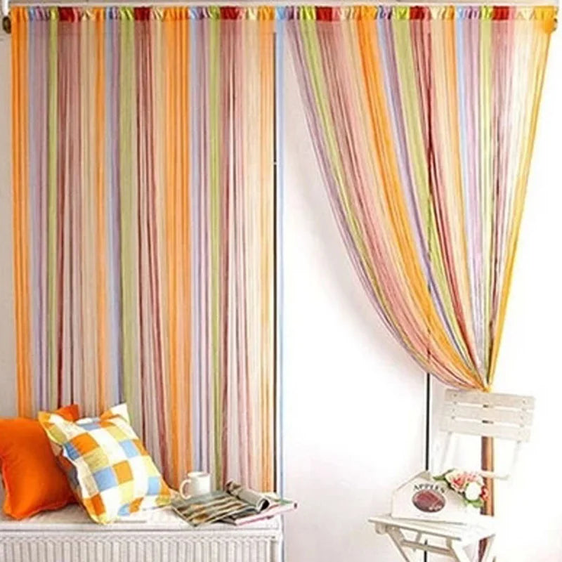 100x200cm String Curtain Multi-Color Wall Panel Fringe Window Room Divider Tassel Screen for Home Door Curtain Decor Qme 1x2M