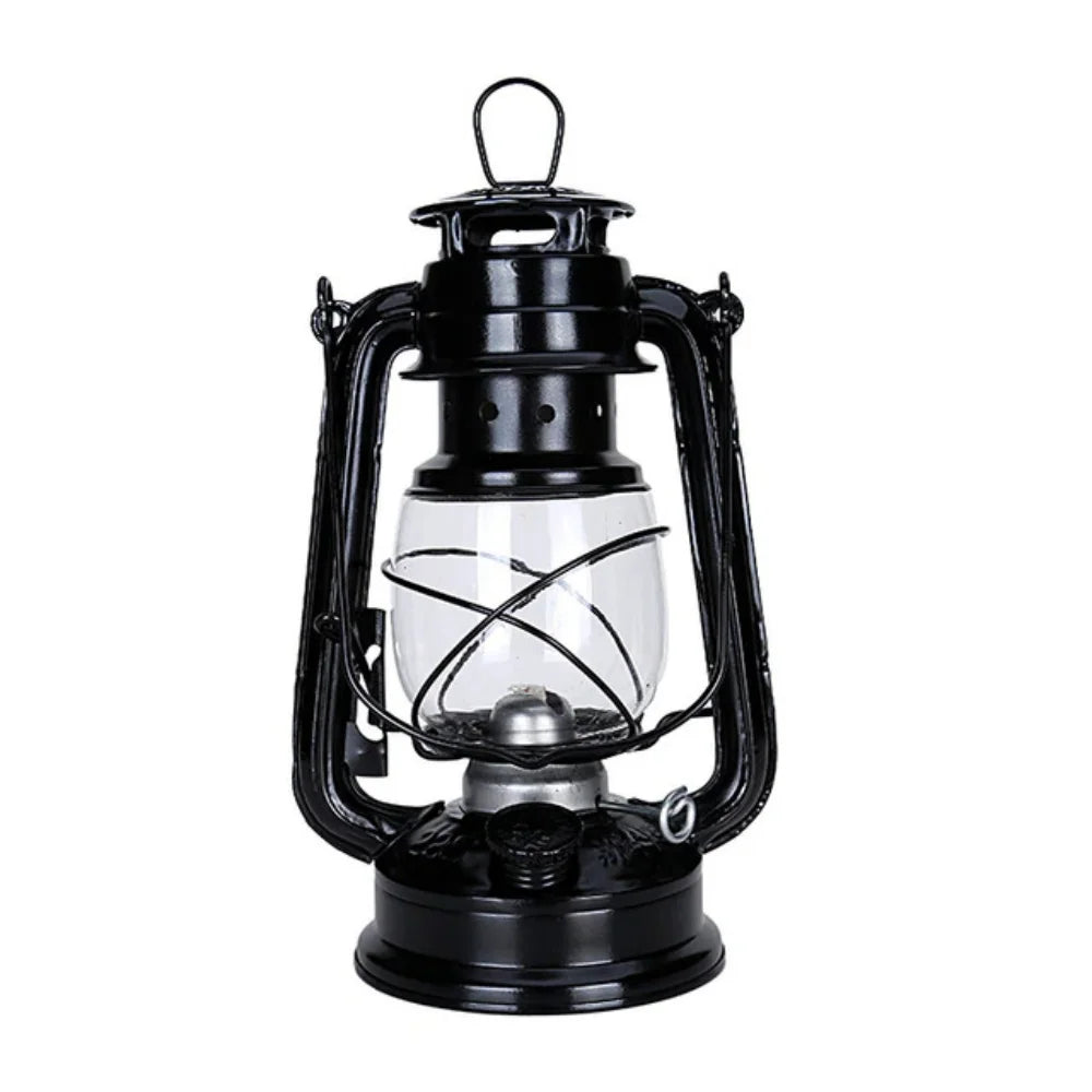 Retro Outdoor Camping Lamp Portable Lantern Bronze Colored Oil Qme one size Black