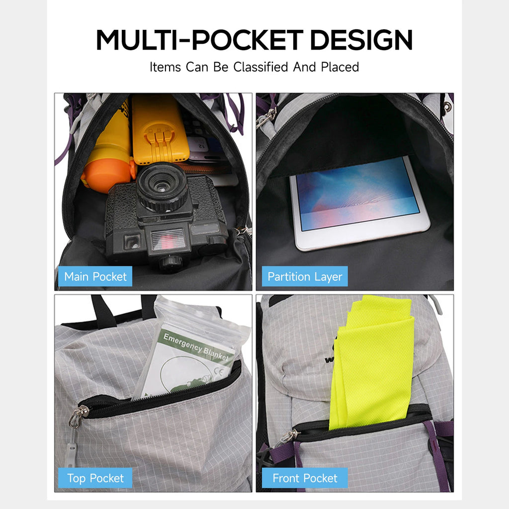 25L Camping Backpack Lightweight Lightweight Daypack Rainproof Durable Backpack with Multi Compartments Anti Theft Zippers Qme