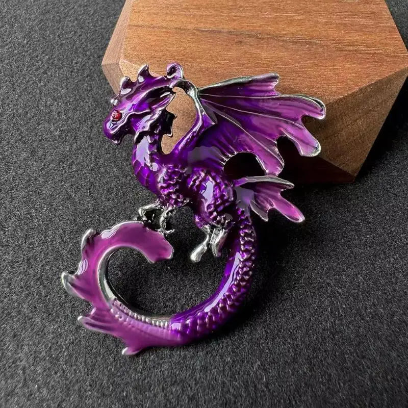 Vintage Enamel Dragon Brooch Hypoallergenic Durable Fashion Jewelry for Daily Wear Cosplay Anniversary Gift for Her Qme A4