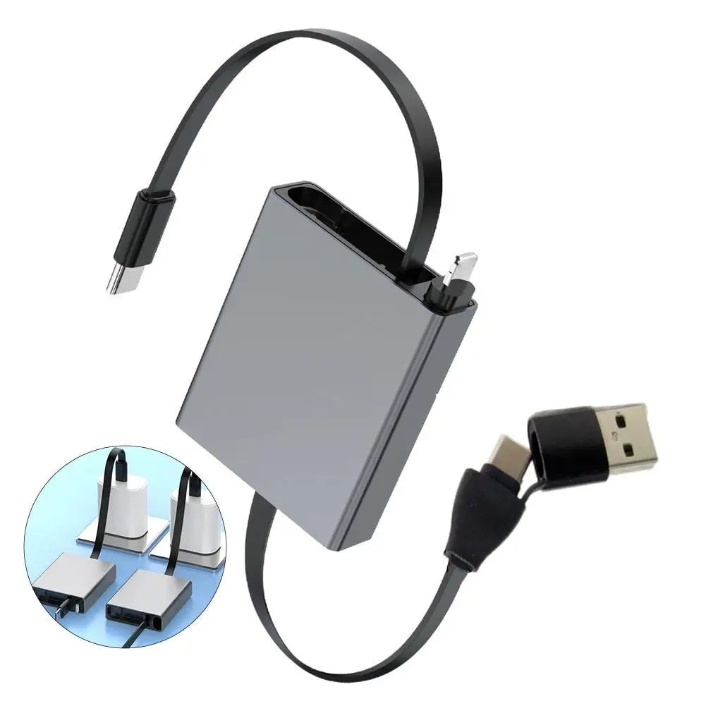For Arrival Telescopic USB Cable Type C 66W PD 4 In 1 Data Cable Fast Charging Retractable For IPhone Samsung Mobile IPad Laptop Qme