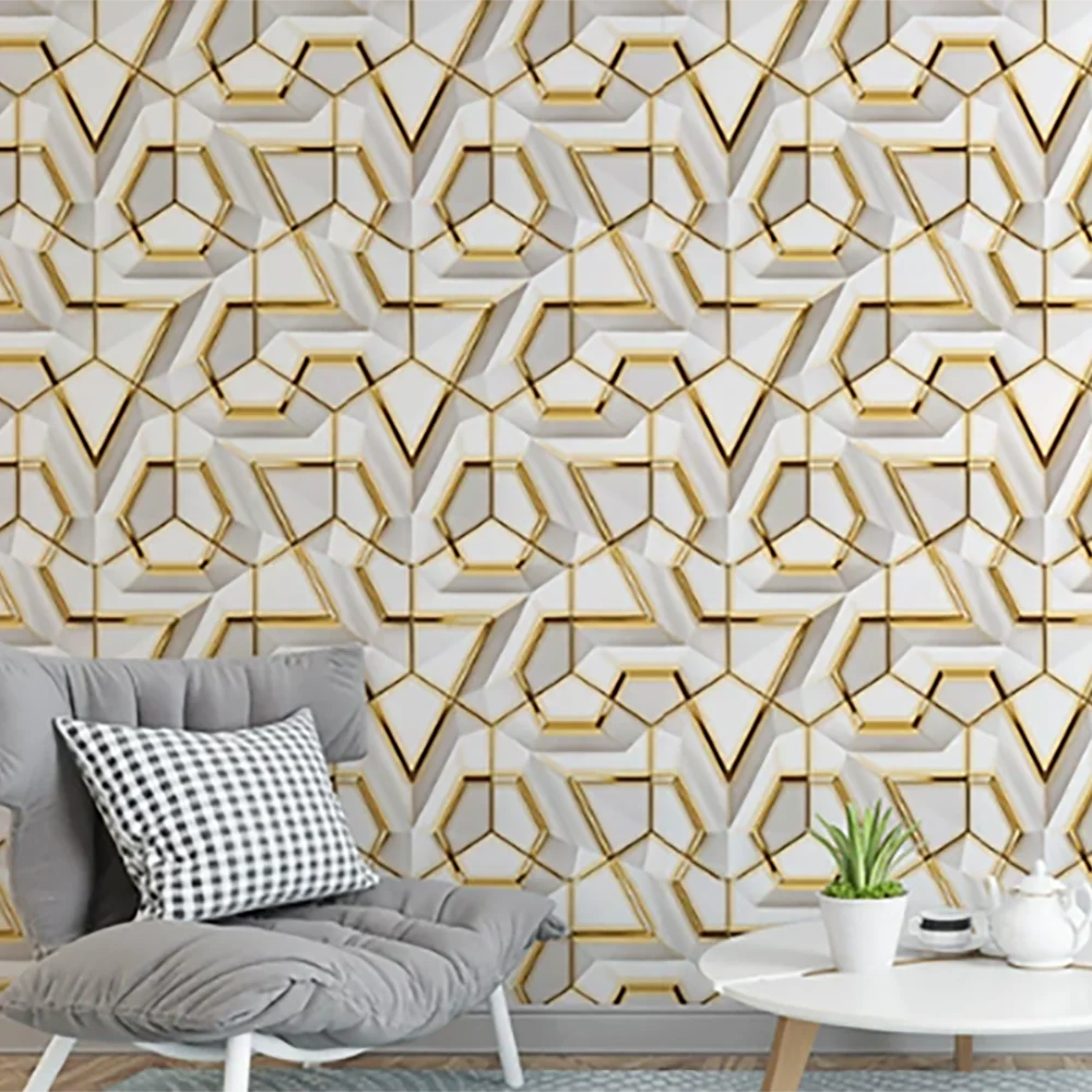 Self-Adhesive 3D Geometric Wallpaper Decoration Waterproof and Stain-Resistant for Bedroom and E-Sports Room Qme