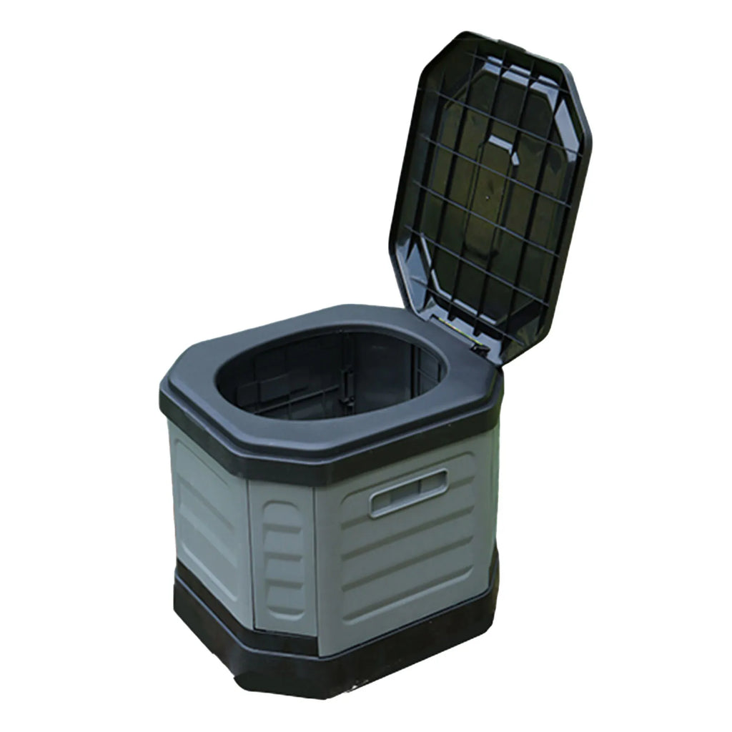 Folding Portable Toilet Reusable Camping Toilet with Lid Anti-Odor Travel Potty for Adults Travel Outdoor Hiking Trips Beach Qme Dark Gray