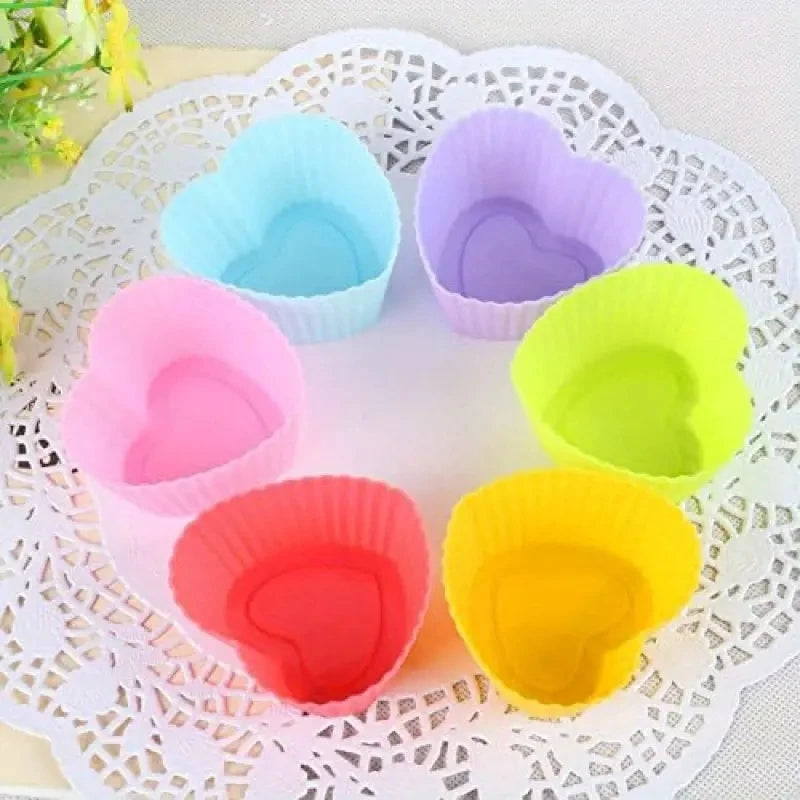 Silicone Cake Mold Round Heart Shape Muffin Cupcake Baking Molds Home Kitchen Bakeware Baking Cups BPA Free Kitchen Gadgets ﻿ Qme