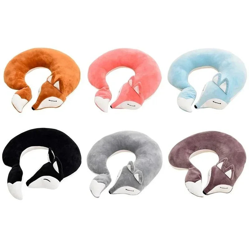 Travel Pillow U Shape Neck Pillow Cute Fox Pillow Hug Sleeping Pillows Ornamental Pillow Office Sleep Pillow 30*30*8CM Qme