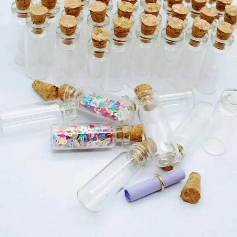 5/10Pc Creative Design Mini Clear Crystal Jars Lovely Cork Stoppers Glass Bottles Suitable Candles Essential Oils Decor DIYCraft Qme